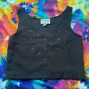 vintage talk of the walk rhinestone crop top size small